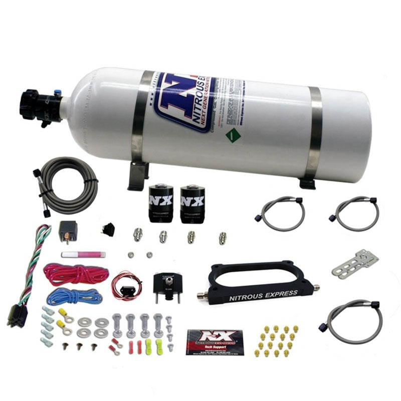 Nitrous Express 07-14 Ford Mustang GT500 Nitrous Plate Kit (50-250HP) w/15lb Bottle Main image