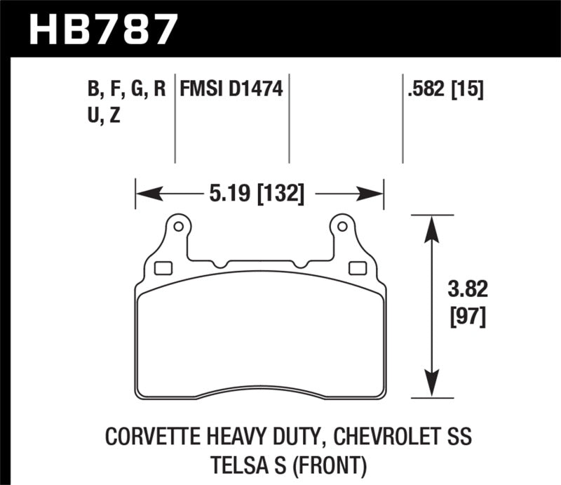 Hawk 15 Chevy Corvette / 16-17 Chevy Camaro / 16-17 Cadillac CTS HP+ Front Brake Pads (view 3)