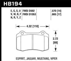 Hawk 2010 Camaro SS Blue 9012 Race Rear Brake Pads