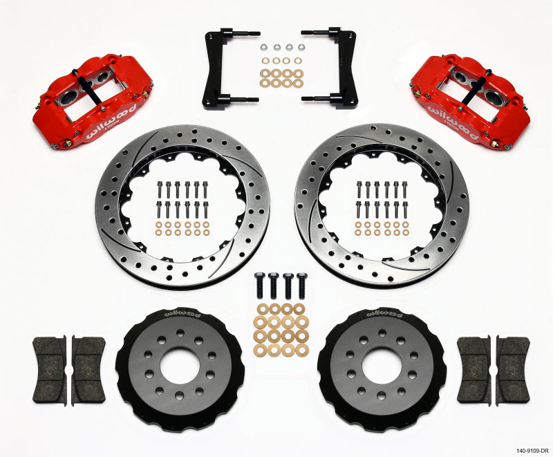 Wilwood Narrow Superlite 6R Front Hat Kit 13.06in Drill Red 2005-2014 Mustang Main image