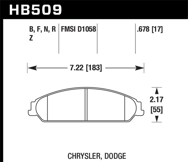 Hawk 2013-2014 Chrysler 200 (w/XR1 Brakes) HPS 5.0 Front Brake Pads Main image