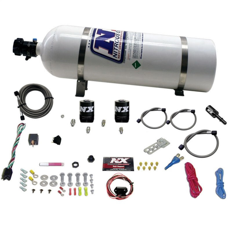 Nitrous Express 11-15 Ford Mustang GT 5.0L Coyote Single Nozzle Nitrous Kit (35-150HP) w/15lb Bottle Main image