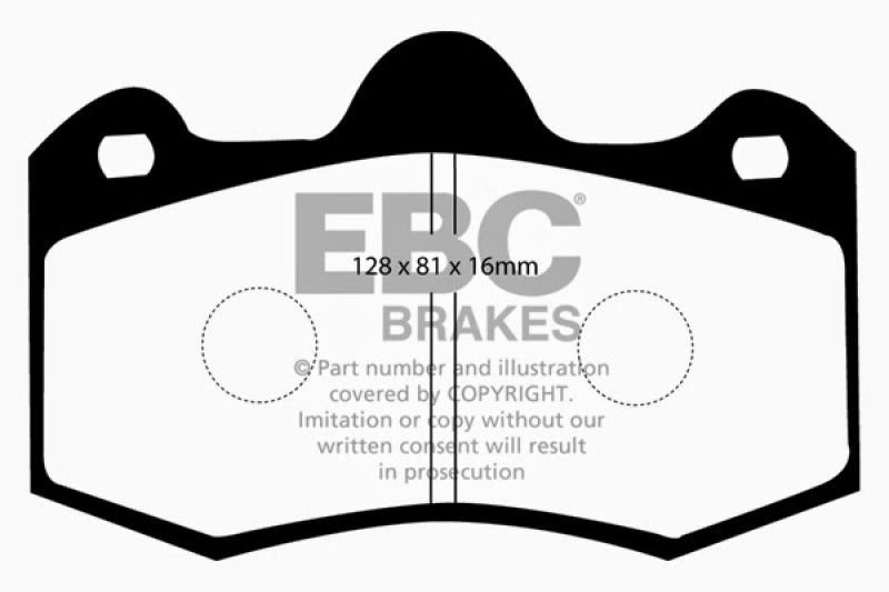 EBC 11+ Mclaren MP4-12C 3.8 Twin Turbo Yellowstuff Rear Brake Pads (view 2)