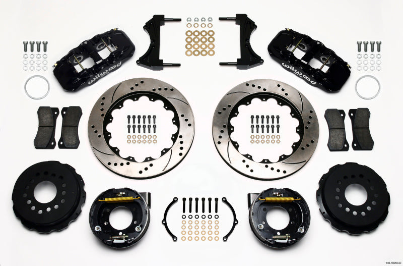 Wilwood AERO4 Rear P-Brake Kit 14.00in Drilled 2005-2014 Mustang Main image