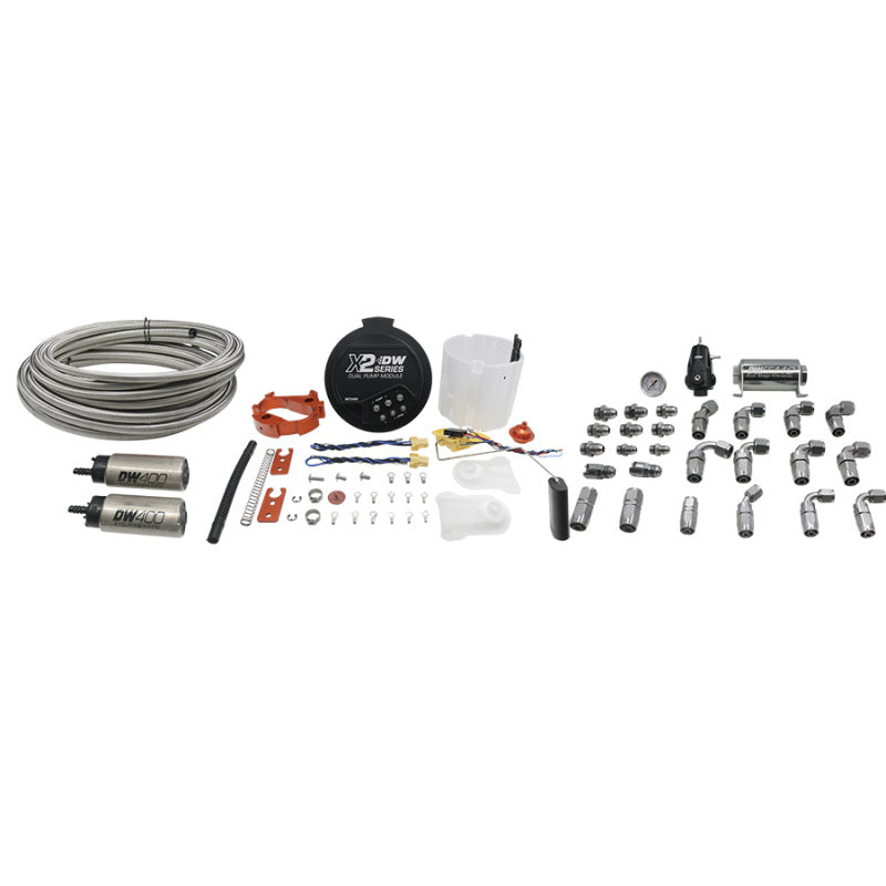 DeatschWerks 2006+ X2 Series Fuel Pump Module w/ Dual DW400 Pumps and Return PTFE Plumbing Kit Main image