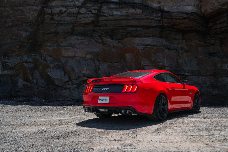 MBRP 18-19 Ford Mustang GT 5.0 3in Dual Split Rear Cat Back w/ Quad 4.0in Dual Wall Tips- T304 (view 5)