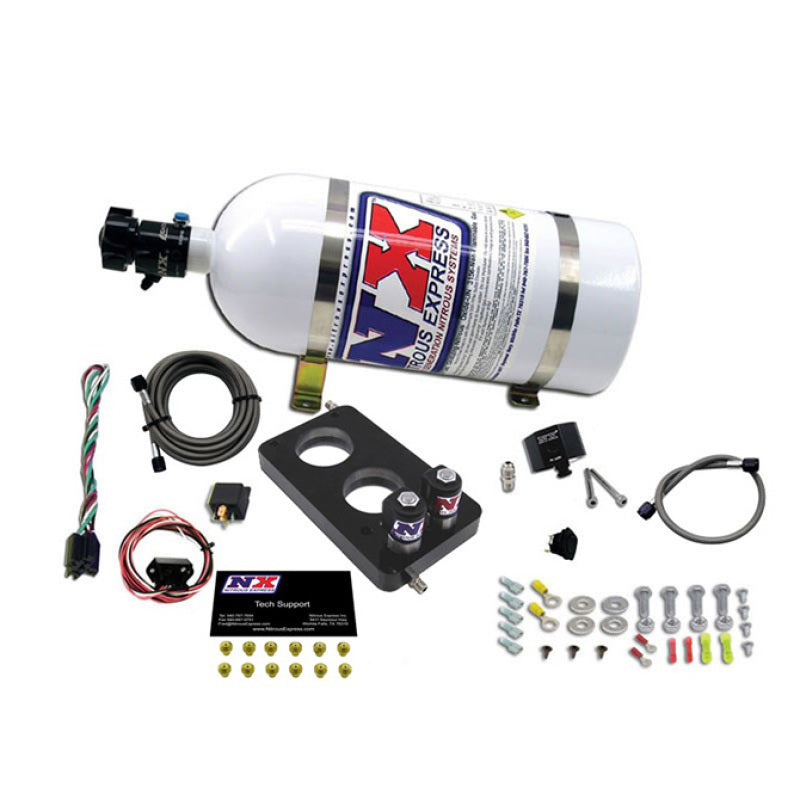 Nitrous Express 05-10 Ford Mustang 4.6L 3 Valve Nitrous Plate Kit (50-150HP) w/10lb Bottle Main image