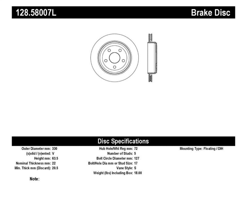 StopTech Drilled Sport Brake Rotor 11-17 Jeep Grand Cherokee (Excludes SRT8) Main image