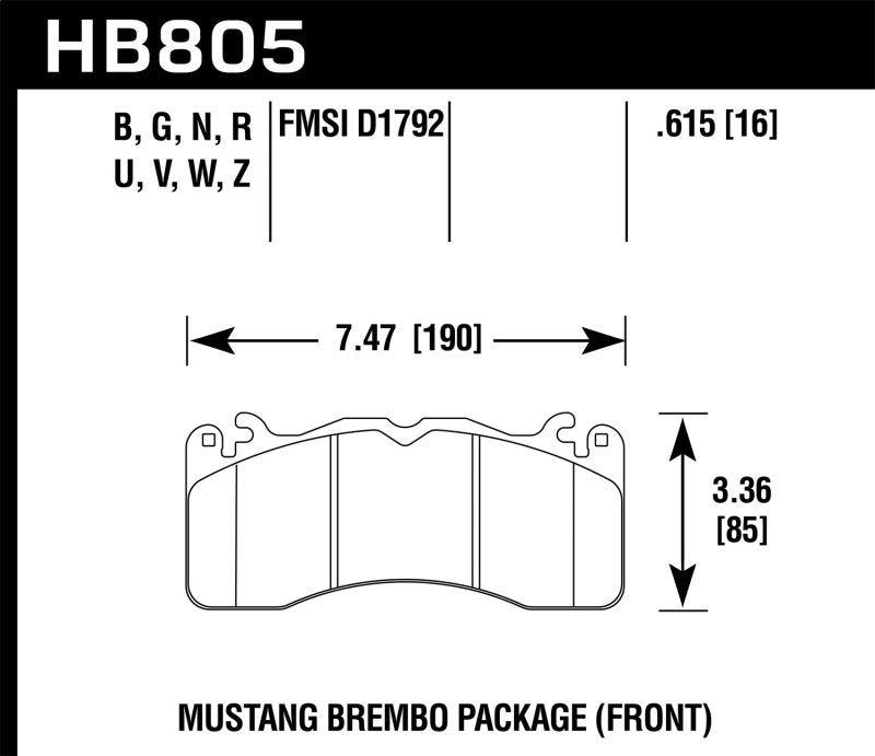 Hawk 15-17 Ford Mustang Brembo Package HPS 5.0 Front Brake Pads (view 2)