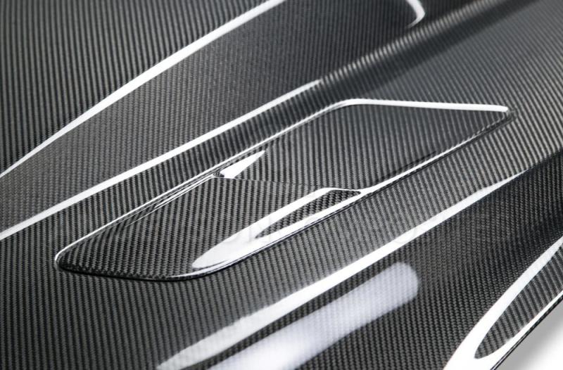 Anderson Composites 15-17 Ford Mustang (Excl. GT350/GT350R) Double Sided Carbon Fiber Cowl Hood (view 2)