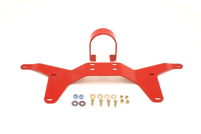 BMR 05-14 S197 Mustang Rear Tunnel Brace w/ Rear Driveshaft Safety Loop - Red Main image