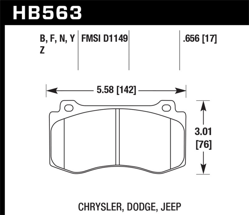 Hawk 2005-2014 Chrysler 300 C SRT8 6.1 HPS 5.0 Front Brake Pads Main image