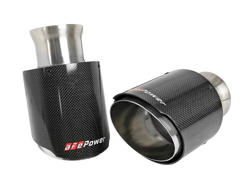 aFe MACH Force-XP 4-1/2in Carbon Fiber OE Replacement Exhaust Tips - 15-19 Dodge Charger/Hellcat Main image