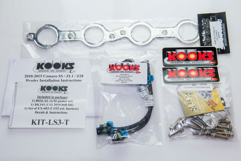 Kooks 10-14 Chevy Camaro SS LS3/L99/ 6.2L 1 7/8in x 3in SS LT Headers Inc 3in x 2 1/2in Green Catted (view 4)