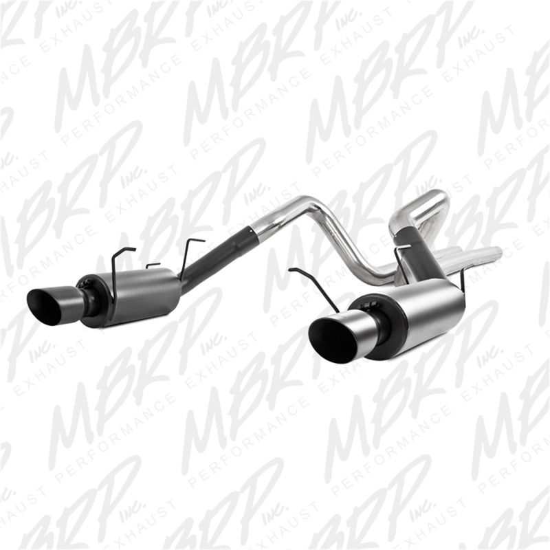 MBRP 11-14 Ford Mustang GT 5.0L 3in Cat Back Dual Split Rear Street Version 4in Tips - Black (view 2)