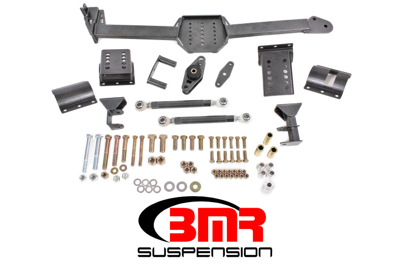 BMR 05-14 S197 Mustang Body Mount Watts Link Rod End/Poly w/ Adj. Axle Clamps - Black Hammertone Main image