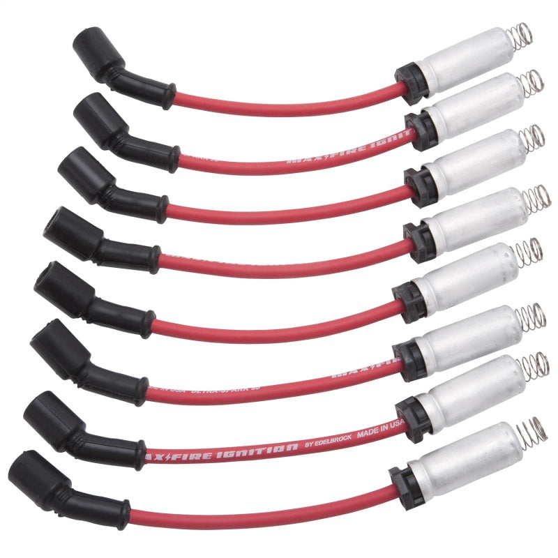 Edelbrock Spark Plug Wire Set LS Truck w/ Metal Sleeves 99-15 50 Ohm Resistance Red Wire (Set of 8) (view 2)