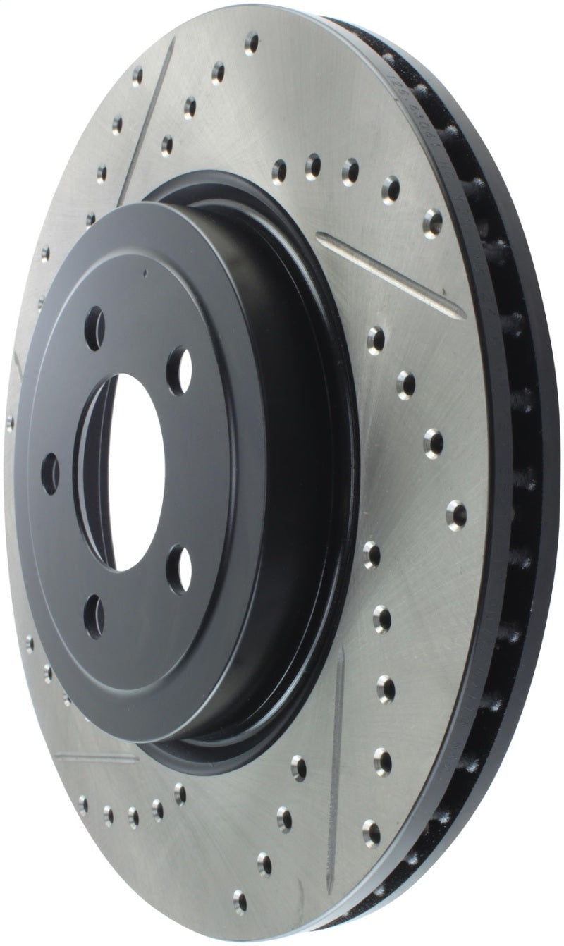 StopTech 05-09 Chrysler 300 (5.7L V8 exc SRT-8) Front Right Slotted & Drilled Rotor (view 5)