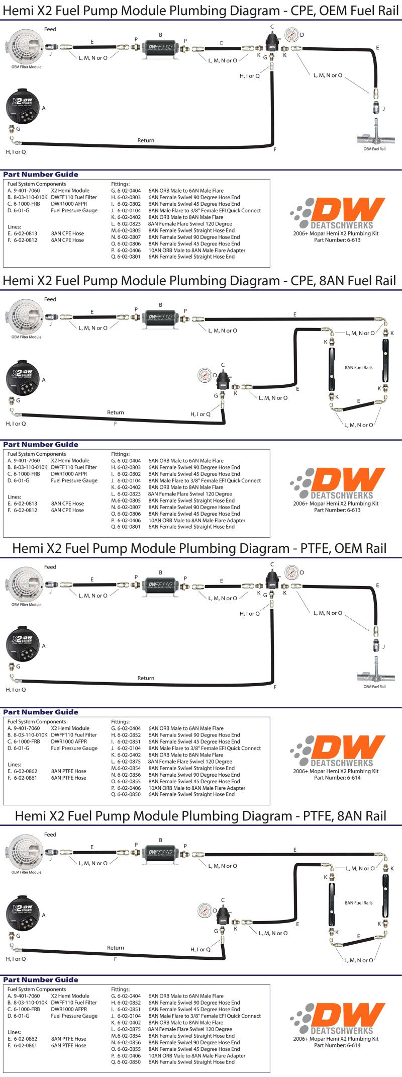 DeatschWerks 2006+ Hemi X2 Series Pump Module -8AN Feed w/ -6AN Return PTFE Plumbing Kit (view 2)
