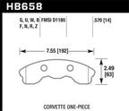 Hawk 2010-2013 Chevy Corvette Grand Sport (One-Piece Pads) High Perf. Street 5.0 Front Brake Pads (view 3)