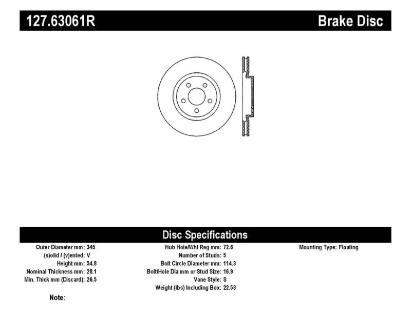 StopTech 05-09 Chrysler 300 (5.7L V8 exc SRT-8) Front Right Slotted & Drilled Rotor (view 7)