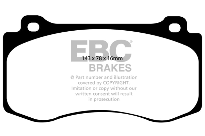EBC 05-10 Chrysler 300C 6.1 SRT8 Ultimax2 Front Brake Pads (view 2)