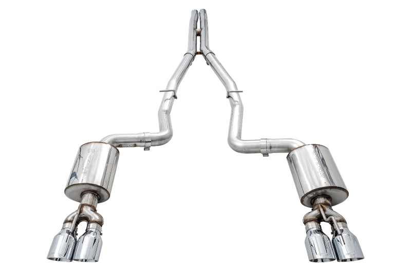 AWE Tuning 2015+ Dodge Challenger 6.4L/6.2L Non-Resonated Touring Edition Exhaust - Quad Silver Tips Main image