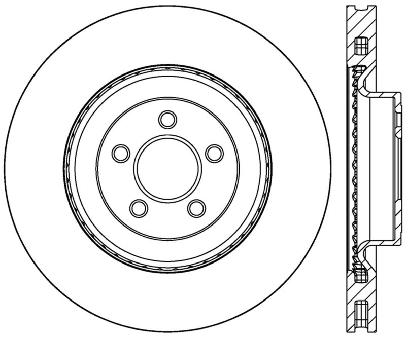 StopTech 2015 Ford Mustang GT w/ Brembo Brakes Left Front Slotted Brake Rotor Main image