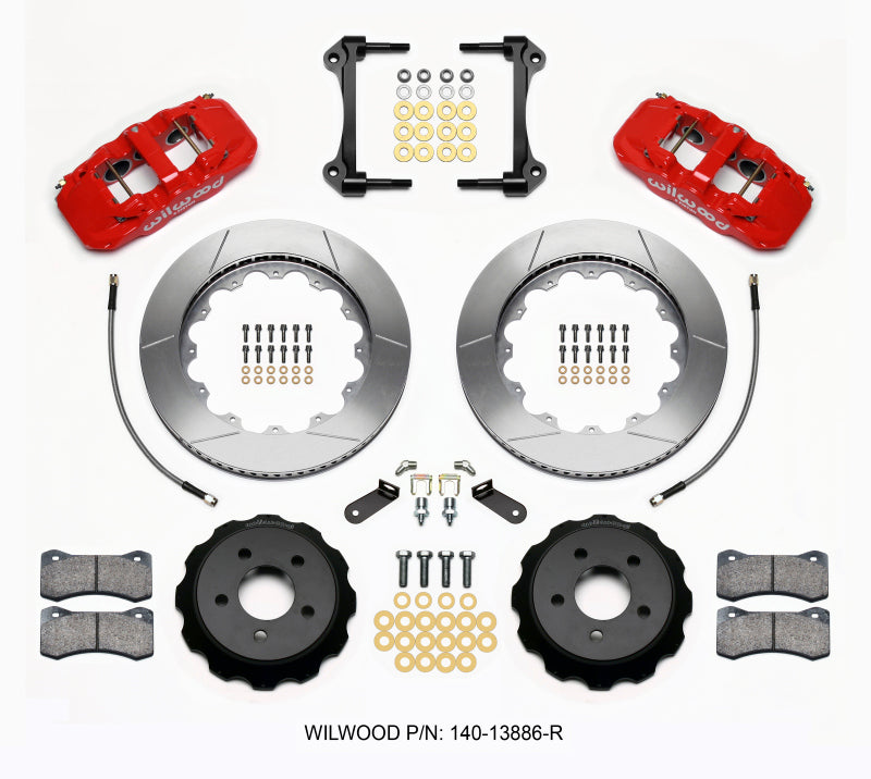 Wilwood AERO6 Front Hat Kit 14.00 Red 15-23 Mustang w/Lines Main image