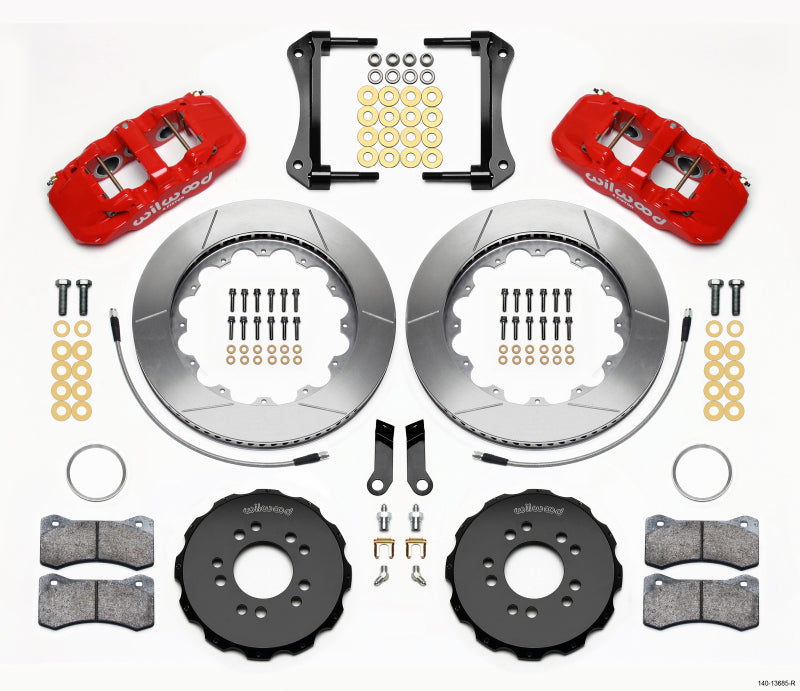 Wilwood AERO6 Front Hat Kit 14.00 Red 2005-2014 Mustang w/ BMR Suspn. w/Lines Main image