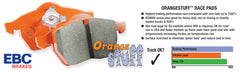 EBC 01-04 Aston Martin Vanquish 5.9 (AP Caliper) Orangestuff Front Brake Pads