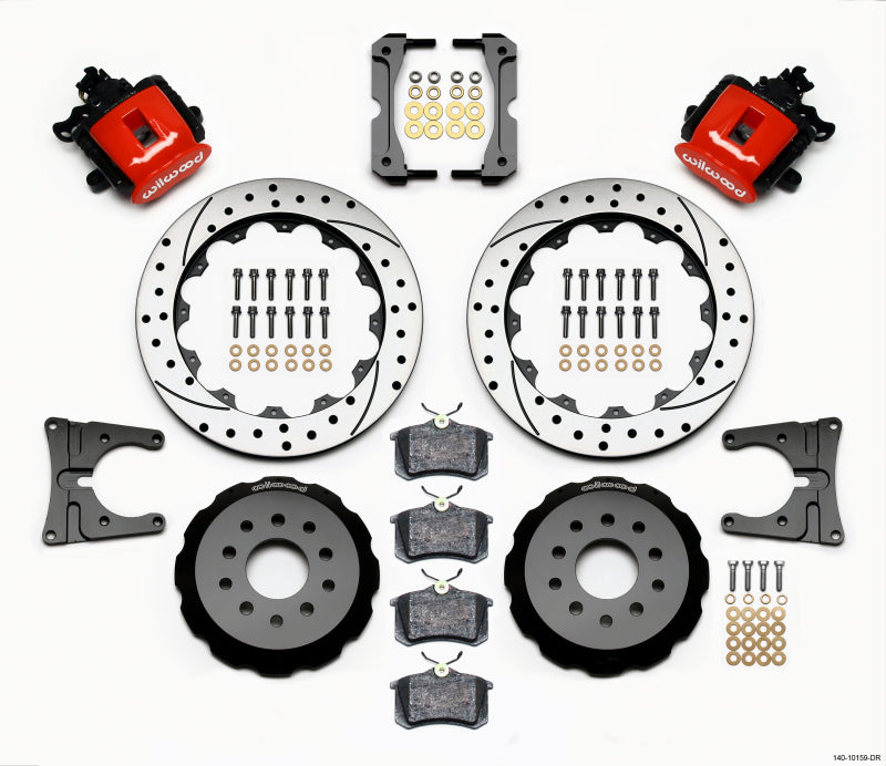 Wilwood Combination Parking Brake Rear Kit 12.88in Drilled Red 2005-2014 Mustang Main image