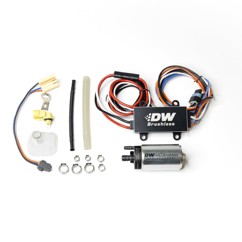 DeatschWerks DW440 440lph Brushless Fuel Pump w/ PWM Controller & Install Kit 2015+ Ford Mustang GT Main image
