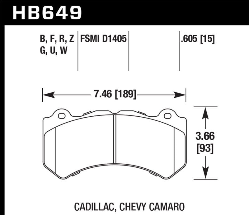 Hawk 08-12 Cadillac CTS-V / 12 Jeep Grand Cherokee (WK2) SRT8 DTC-60 Front Race Brake Pads (view 3)