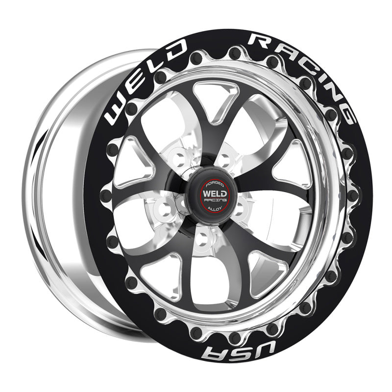 Weld S76 17x11 / 5x4.75 BP / 7.7in. BS Black Wheel (High Pad) - Black Single Beadlock MT Main image