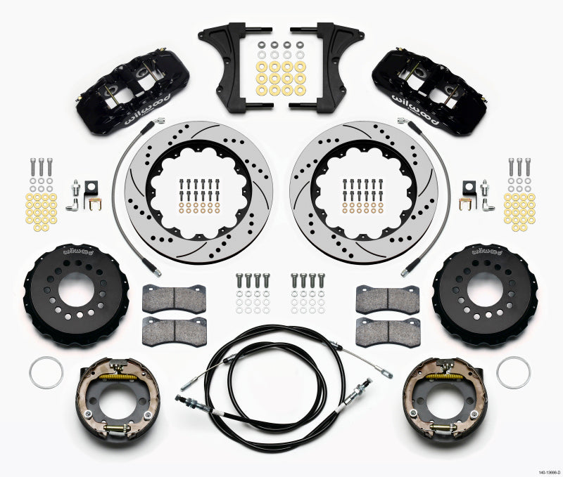 Wilwood AERO4 Rear Kit 14.00 Drilled 2005-2014 Mustang w/ BMR Suspn. w/Lines Main image