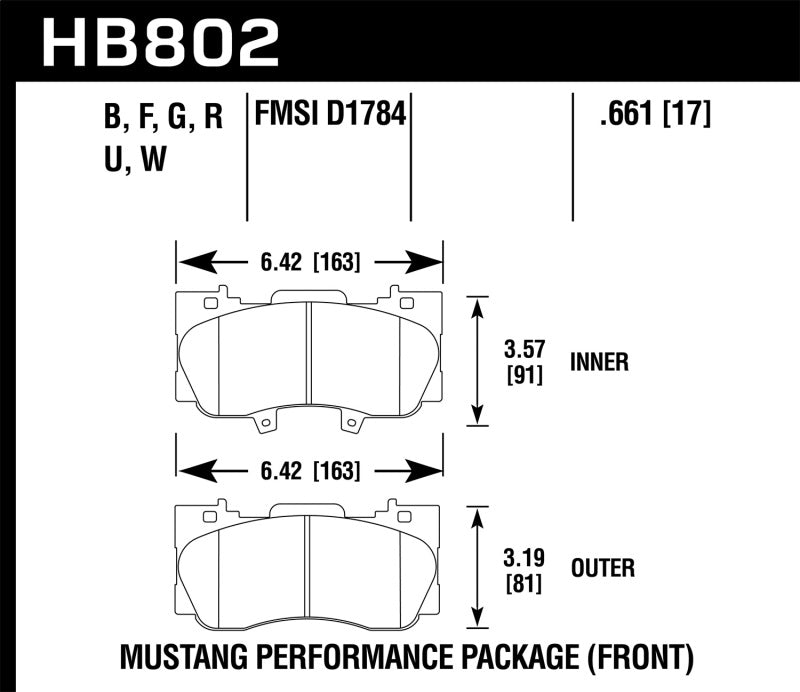 Hawk 15-17 Ford Mustang GT DTC-60 Race Front Brake Pads (view 4)