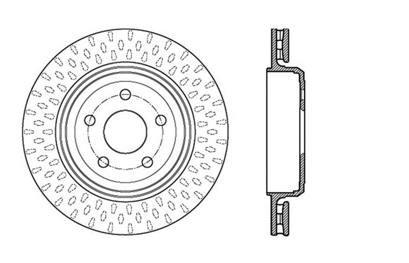 StopTech 12-15 Jeep Cherokee SRT8 Sport Slotted & Drilled Rear Passenger Side Rotor Main image