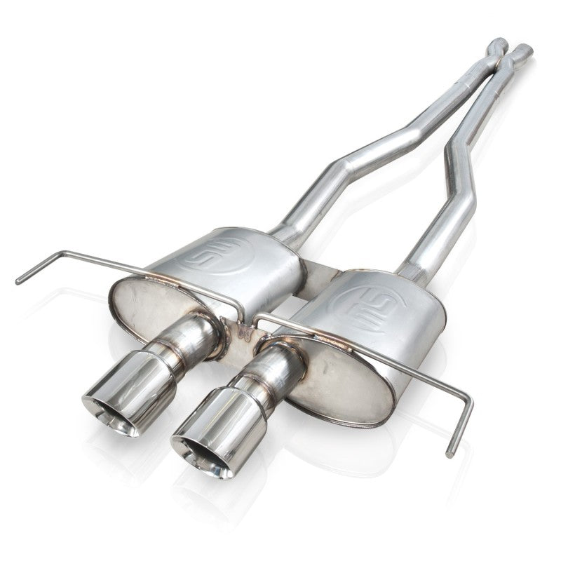 Stainless Works 2009-15 Cadillac CTS-V Coupe 3in Catback System X-Pipe Turbo Mufflers 4in Tips Main image