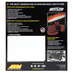 AEM 08-10 F150/250/350 / 07-10 Expedition 10.5in O/S L x 9.875in O/S W x 2.188in H DryFlow Filter - DaroRacing - Air Filters - Drop In - AEM Induction - AEM28-20385