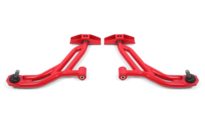 BMR 10-14 Ford Mustang Non-Adj. Lower A-Arms Delrin/Rod End w/ 19mm Tall Ball Joint - Red (view 2)