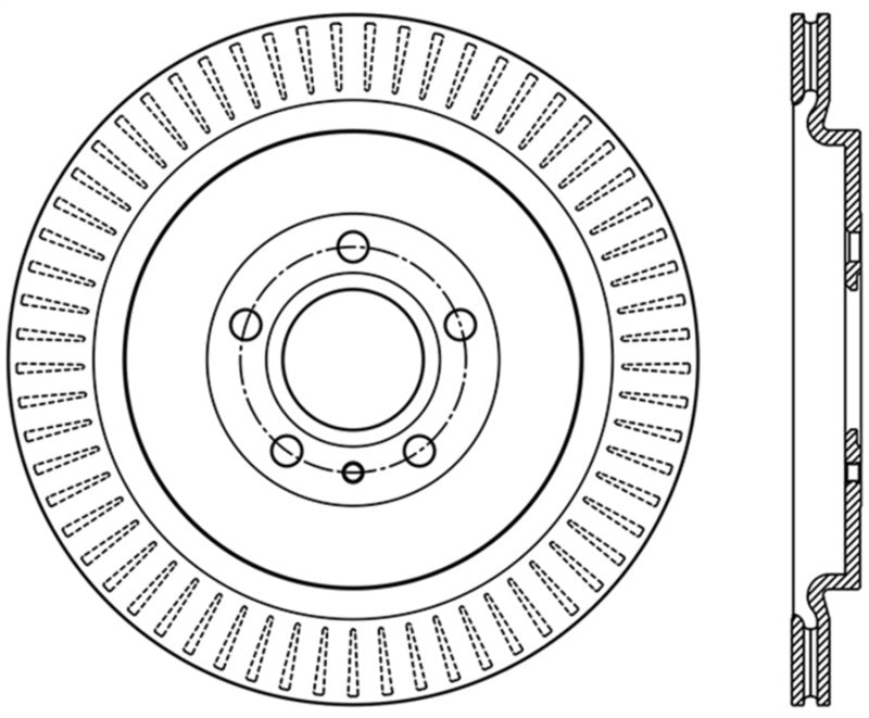 StopTech Premium High Carbon 13-14 Ford Mustang/Shelby GT500 Right Rear Disc Slotted Brake Rotor Main image