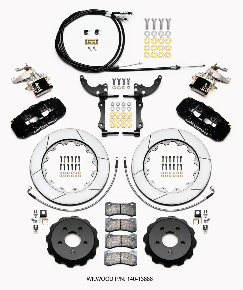 Wilwood AERO4 / MC4 Rear Kit 14.00 15-23 Mustang w/Lines & Cables Main image