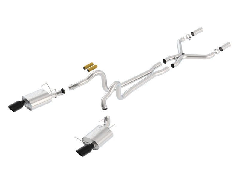 Borla 13-14 Mustang GT/Boss 302 5.0L V8 RWD Single Split Rear Exit ATAK Black Chrome CB Exhaust Main image