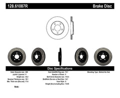 StopTech 05-10 Ford Mustang V6/4.0L / GT V8/4.6L Cross Drilled Right Rear Rotor