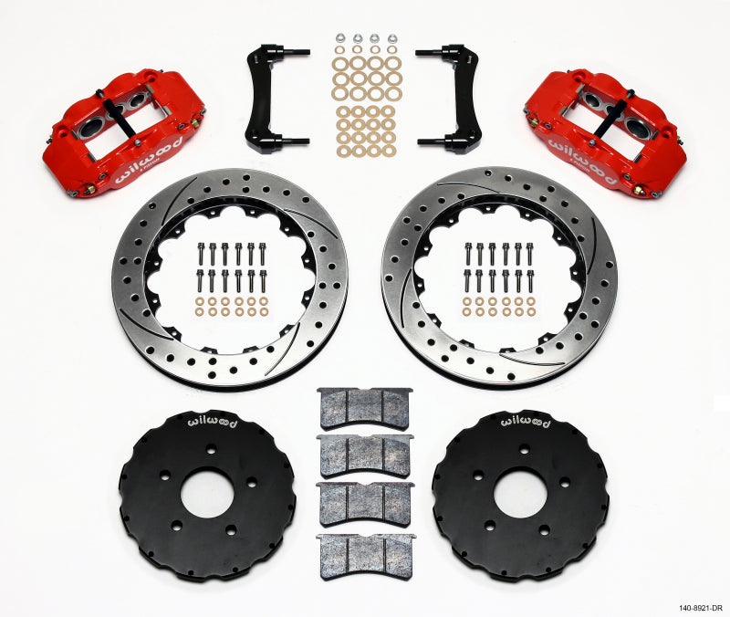 Wilwood Narrow Superlite 6R Front Hat Kit 13.06in Drill Red 2005-up Corvette C6 Main image