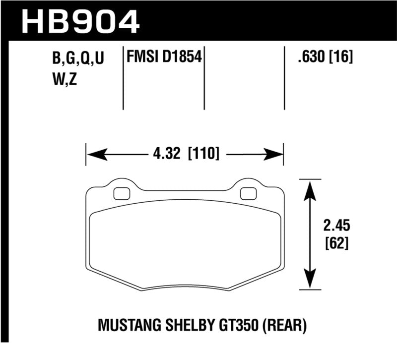Hawk 15-17 Ford Mustang HPS 5.0 Rear Brake Pads (view 2)