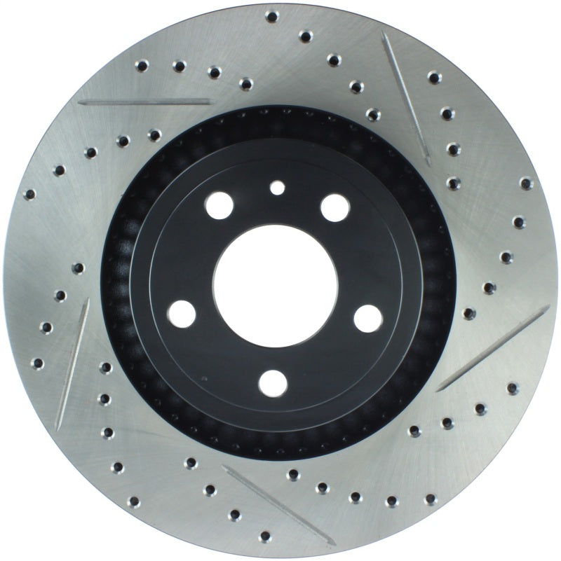 StopTech Slotted & Drilled Sport Brake Rotor - 2015 Ford Mustang Non-Brembo - Front Left Main image