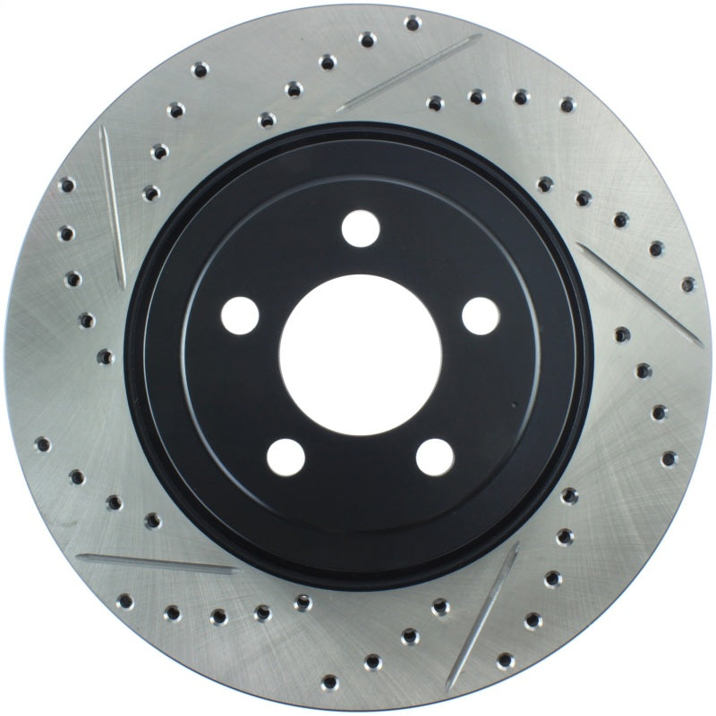 StopTech 05-09 Chrysler 300 (5.7L V8 exc SRT-8) Front Right Slotted & Drilled Rotor (view 2)