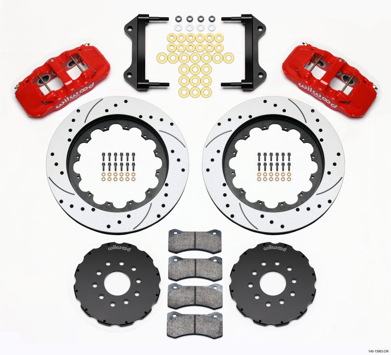 Wilwood AERO6 Front Hat Kit 15.00 Drilled Red 97-04 Corvette C5/Z06 05-13 C6 Main image